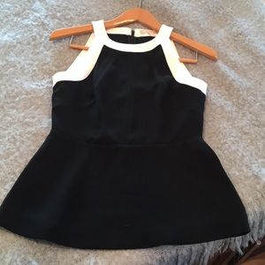 Banana Republic Black Peplum Top with White trim.